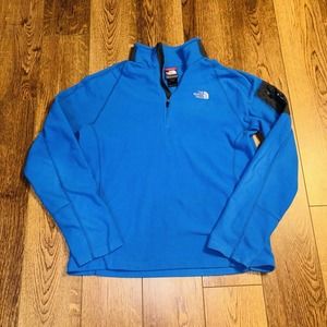 The north face mens size M flash dry half zip‎ fleece pullover sweater blue gray